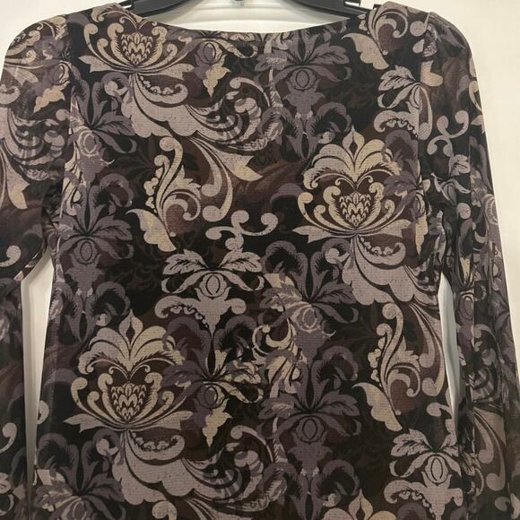 Axcess Y2K Floral Mesh Sheer Sleeves Babydoll Top Whimsigoth Small - Picture 7 of 11